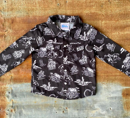 Boys Outlaw Print Pearl Snap