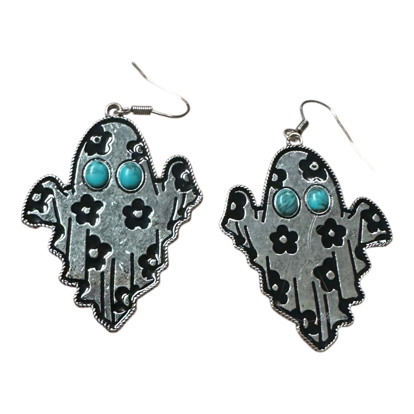 Boo Ghost Turquoise Gem Earrings