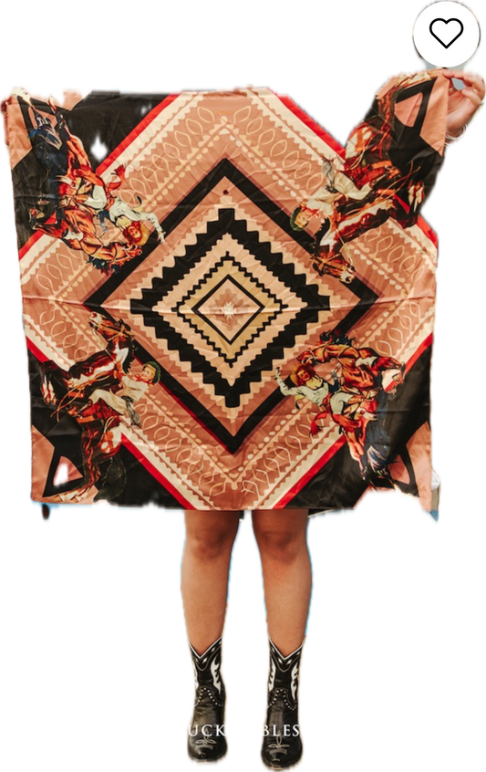 Brown Square Cowboy Printed Wild Rag