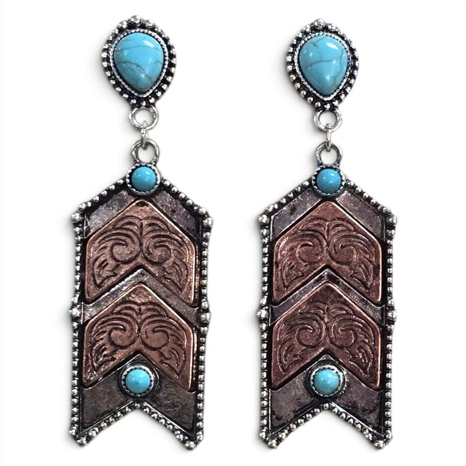 Silver & Bronze Arrow Earrings