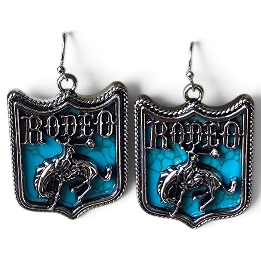 Turquoise Bucking Bronc Rodeo Earrings
