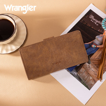 Wrangler Brown Western Floral Tooled RFID Wallet