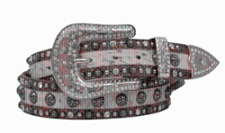 Brown Floral Embossed Calf Hair Belt