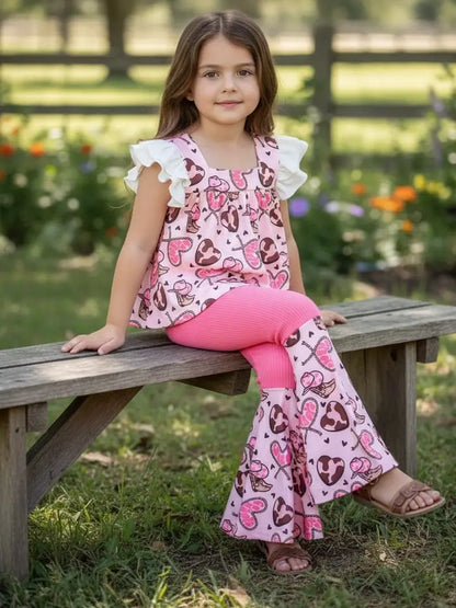 Western Heart Printed Tunic & Bell Bottoms