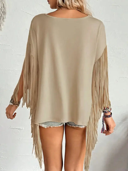 Western Country Concert Fringe Tassel Poncho Top