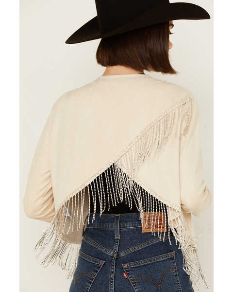 NATURAL RHINESTONE FRINGE JACKET