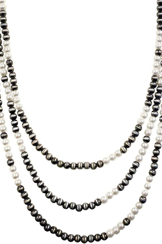 MULTI STRAND WESTERN NAVAJO PEARL BEADS NECKLACE
