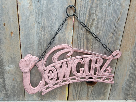 PINK COWGIRL WALL DECOR (CAST IRON)