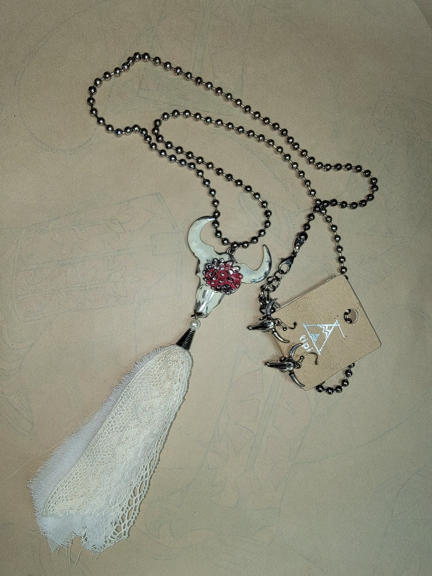 Bull Necklace and Earrings