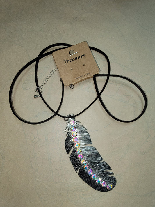 Feather Necklace on Leather