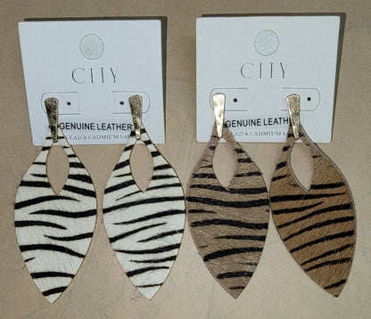 COWHIDE STRIPE PRINT EARRINGS