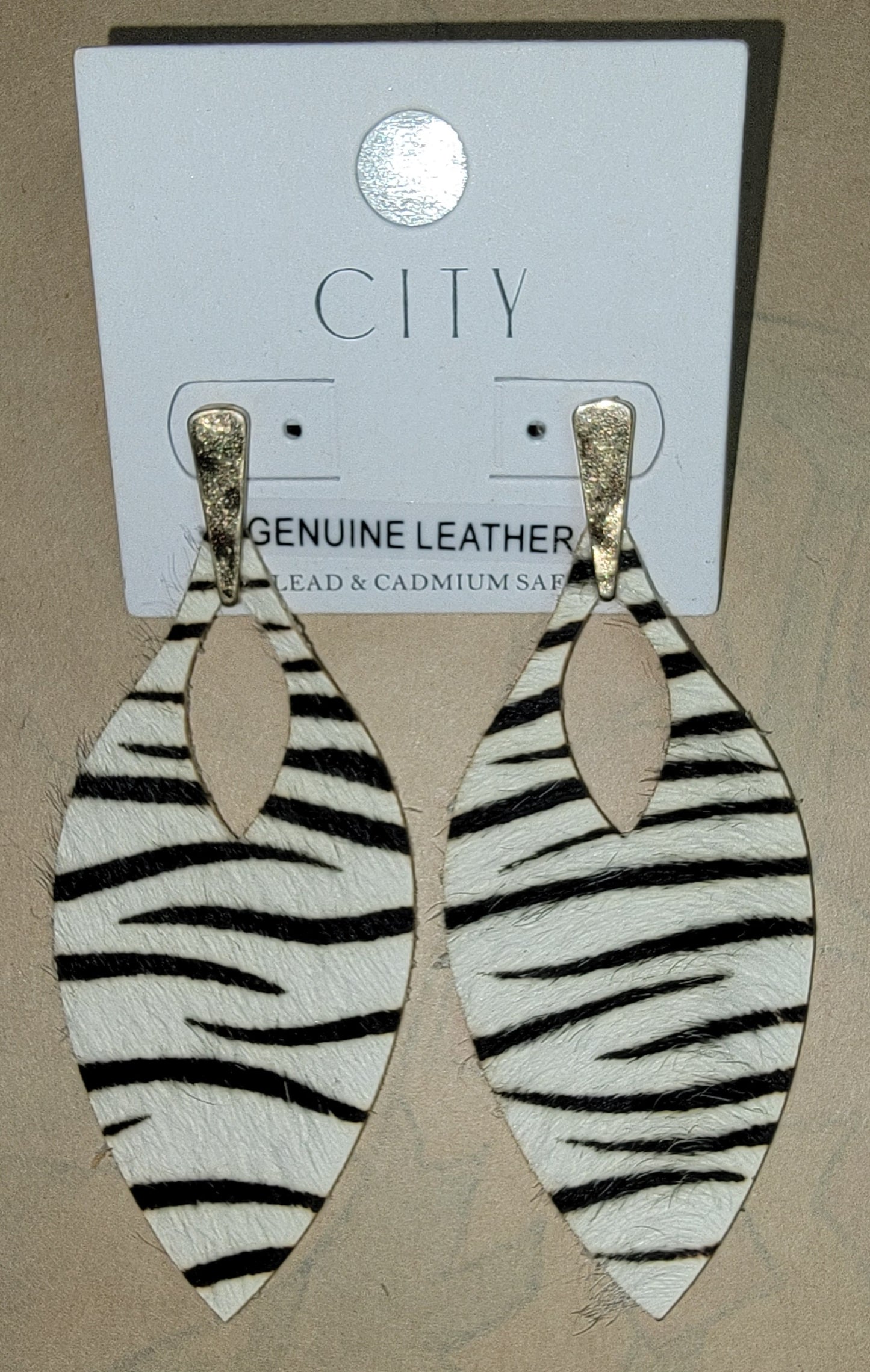 COWHIDE STRIPE PRINT EARRINGS
