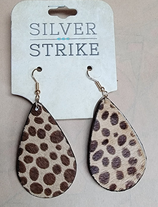 CHEETAH COWHIDE TEARDROP EARRINGS