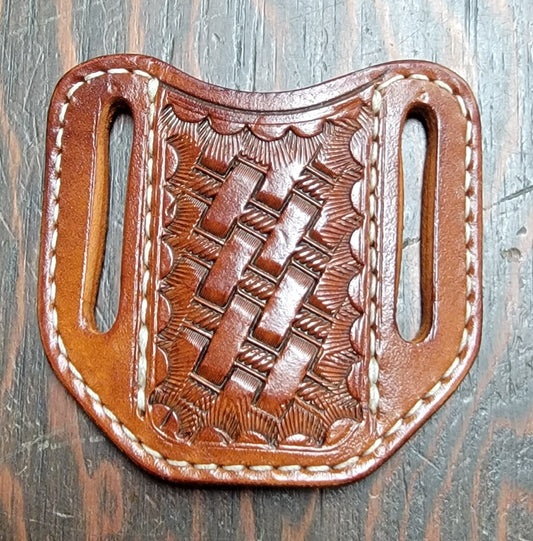 SMALL BASKET WEAVE LEATHER KNIFE SHEATH