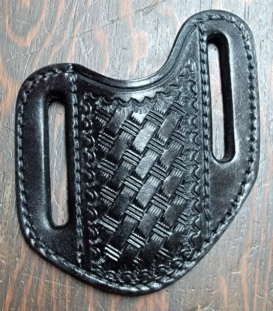 BASKET WEAVE SMALL LEATHER KNIFE SHEATH BLACK