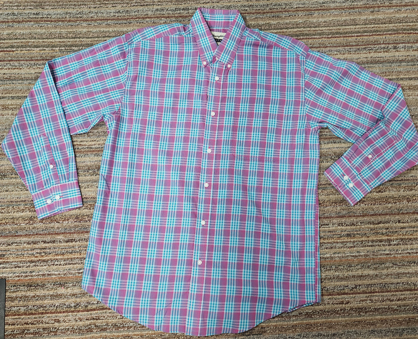 WRANGLER MEN'S RIATA PLAID LONG SLEEVE BUTTON DOWN