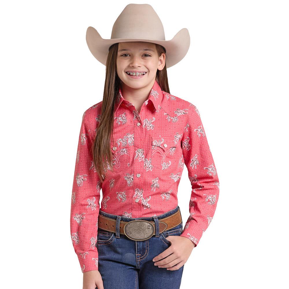Rock & Roll Girl's Red Polka Dot Cowgirl Long Sleeve Shirt