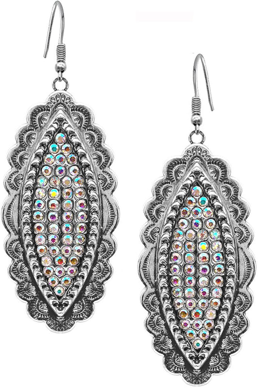 AZTEC RHINESTONE PAVE MARQUISE CASTING EARRING