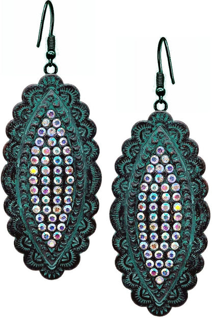 AZTEC RHINESTONE PAVE MARQUISE CASTING EARRING
