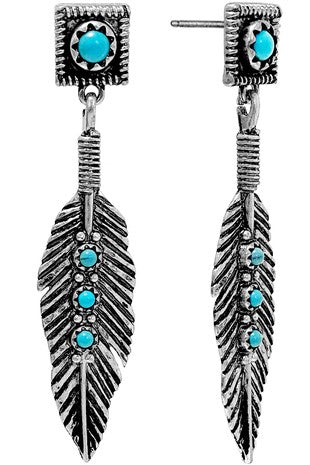 Western Gemstone Feather Earring