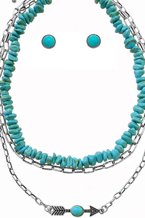 WESTERN GEMSTONE ARROW CHIP CLIP CHAIN NECKLACE