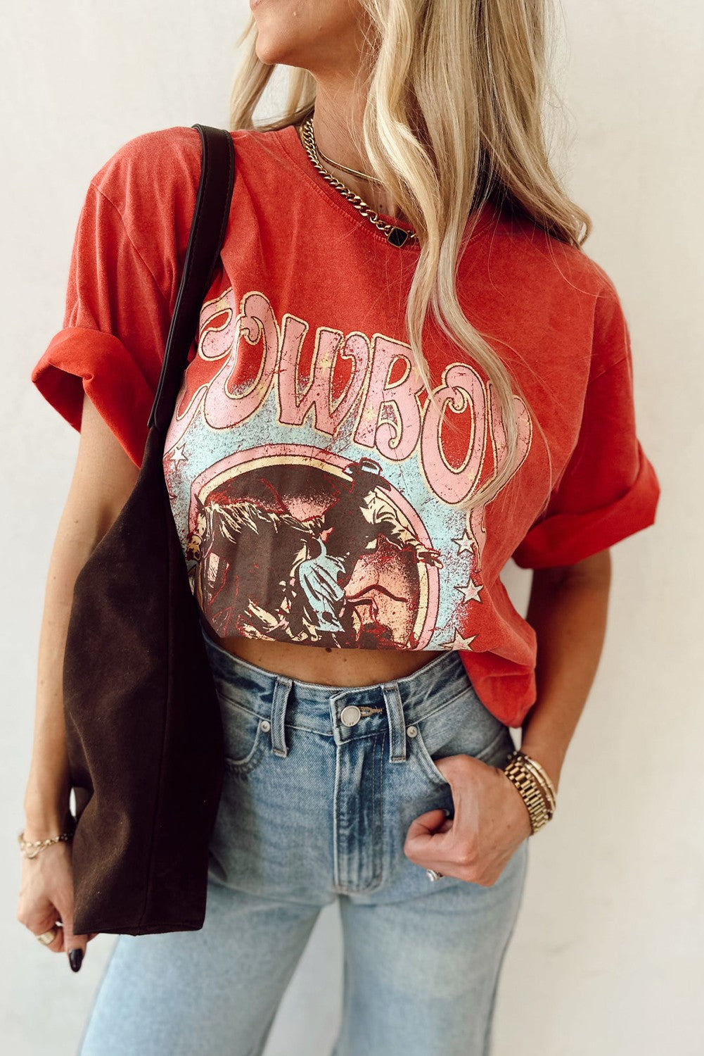 Cowboy Take Me Away Graphic Western Loose Tee