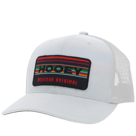 HOOEY "HORIZON" WHITE HAT W/SERAPE/BLACK PATCH