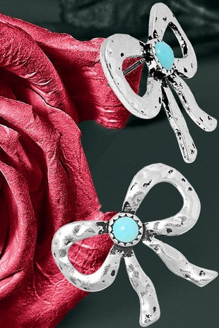 Gemstone Ribbon Stud Earring