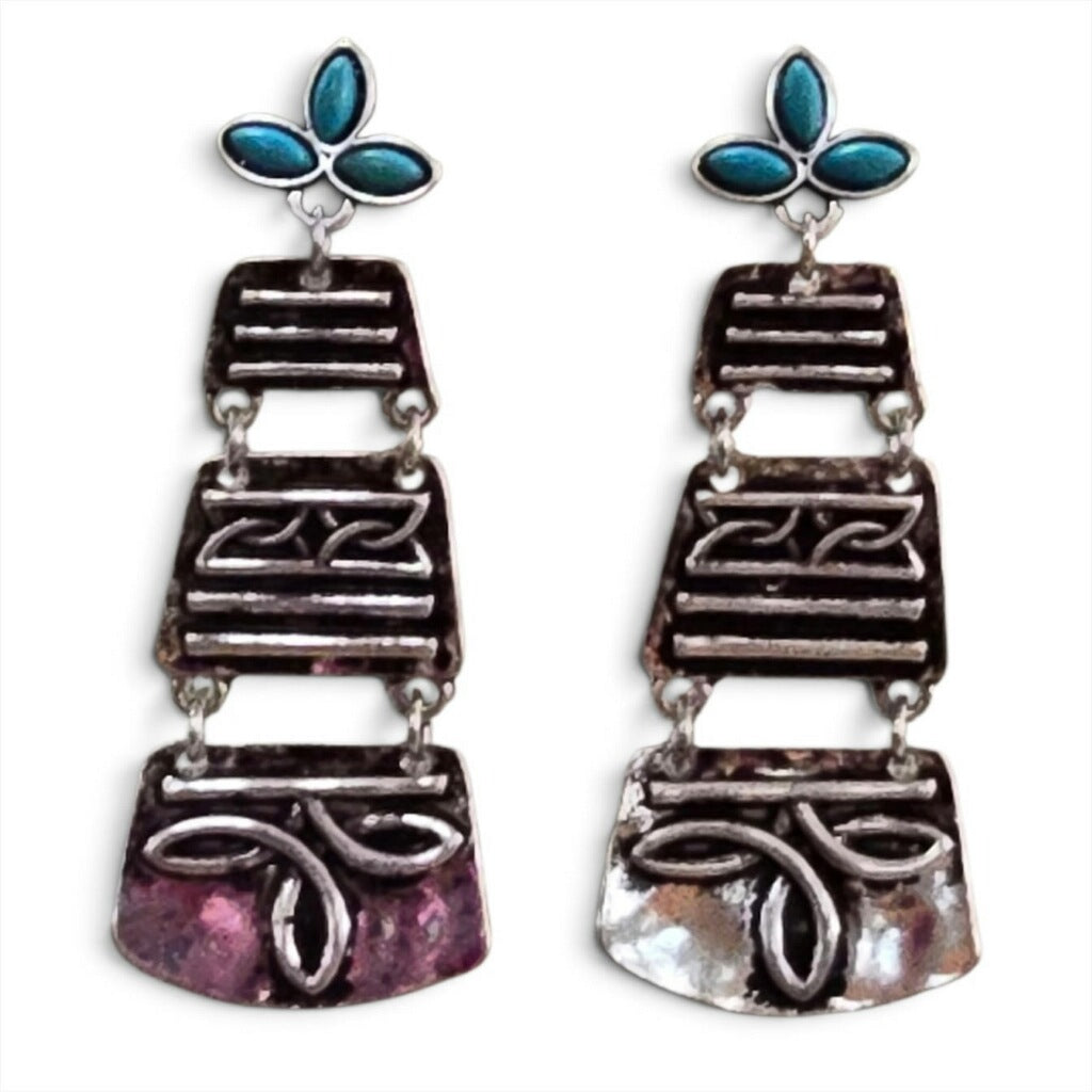 Floral Gem Boot Stitch Earrings