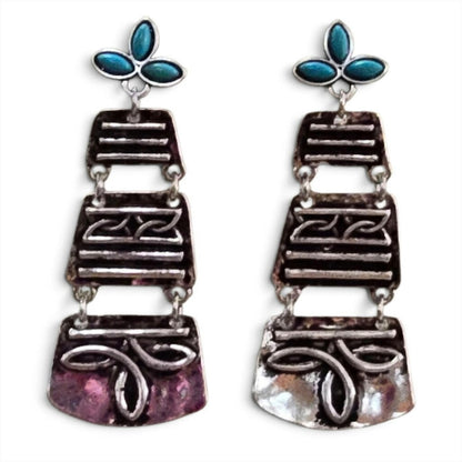 Floral Gem Boot Stitch Earrings