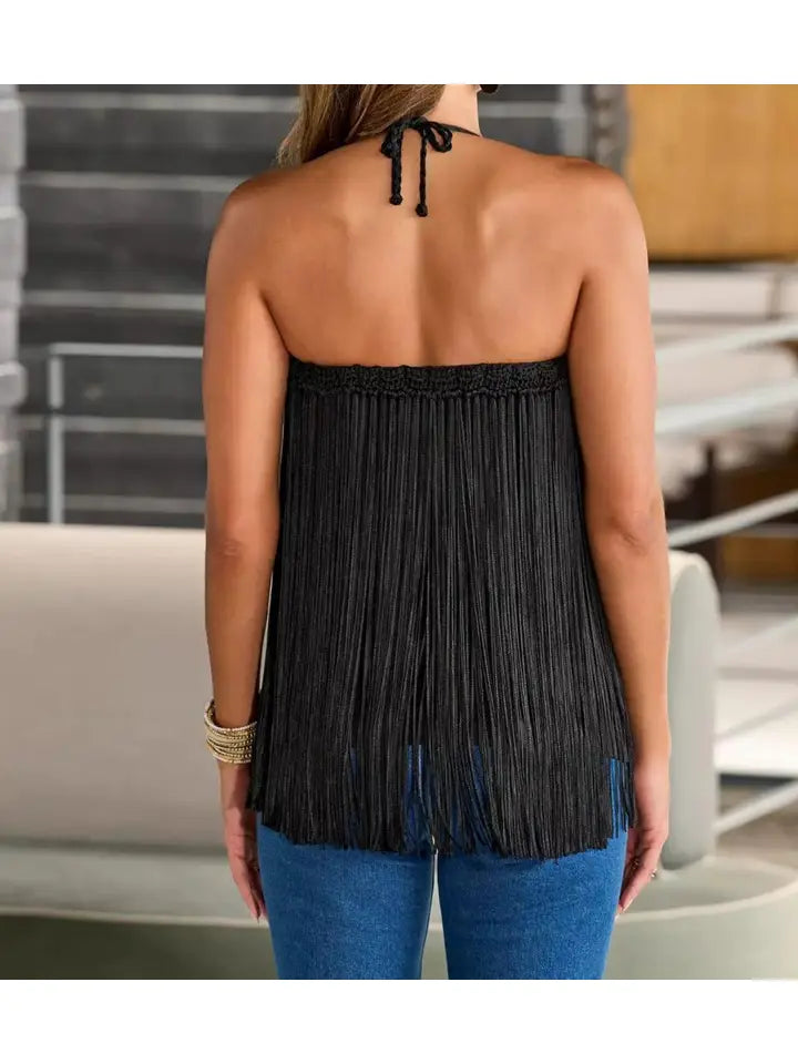 Cowgirl Halter Fringe Tank Top