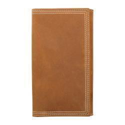 3D Brown Triple Stitch Trifold Rodeo Wallet