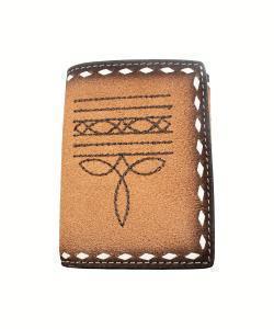 Brown Boot Stitch Trifold Wallet