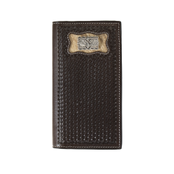CALF HAIR INLAY CROSS CONCHO BROWN RODEO WALLET