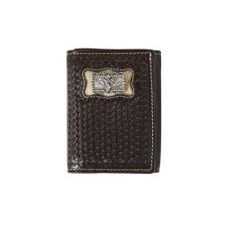 Brown Cross Calf Hair Trifold Wallet