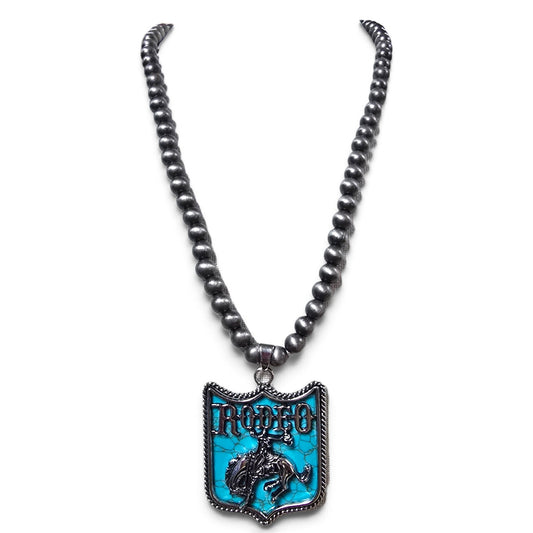 Turquoise Bucking Bronc Rodeo Necklace