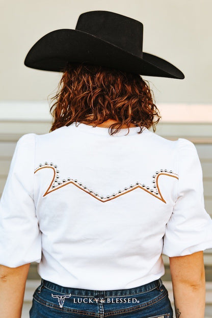 Ivory Camel Contrast Puff Sleeve Blouse