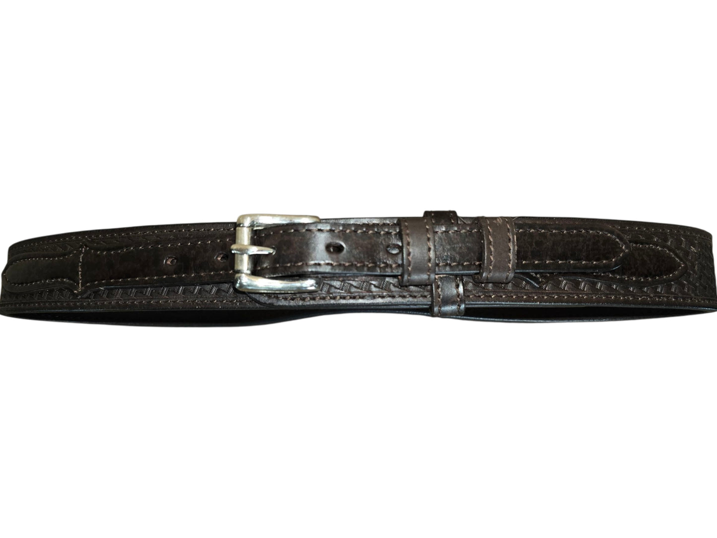 Brown Leather Basket Weave Ranger Belt