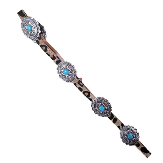 Turquoise Concho Leopard Hatband