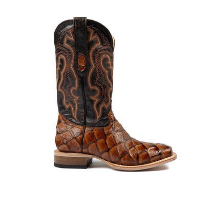 Cowtown Men's Pirarucu Embroidered Cognac Western Boot