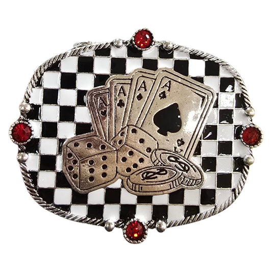 Vegas Checkered Ruby Stone Buckle