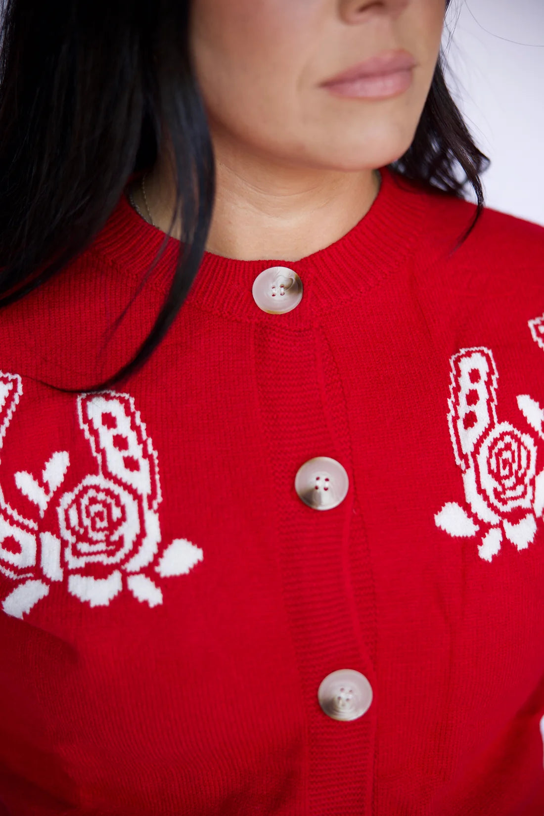 Red Double Horseshoe Knit Sweater