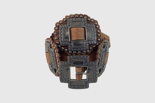 ROPER CROSS CONCHO HIPSTER TAN LEATHER BELT