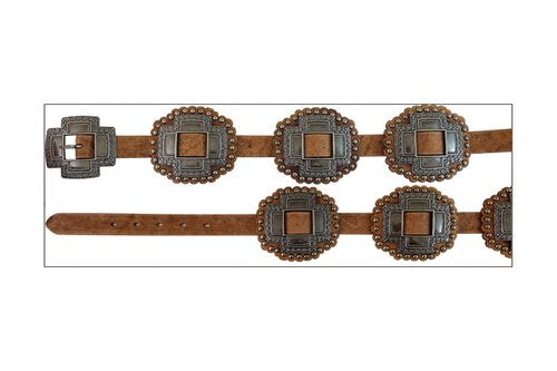ROPER CROSS CONCHO HIPSTER TAN LEATHER BELT