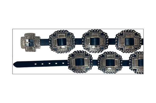 ROPER CROSS CONCHO HIPSTER BLACK LEATHER BELT