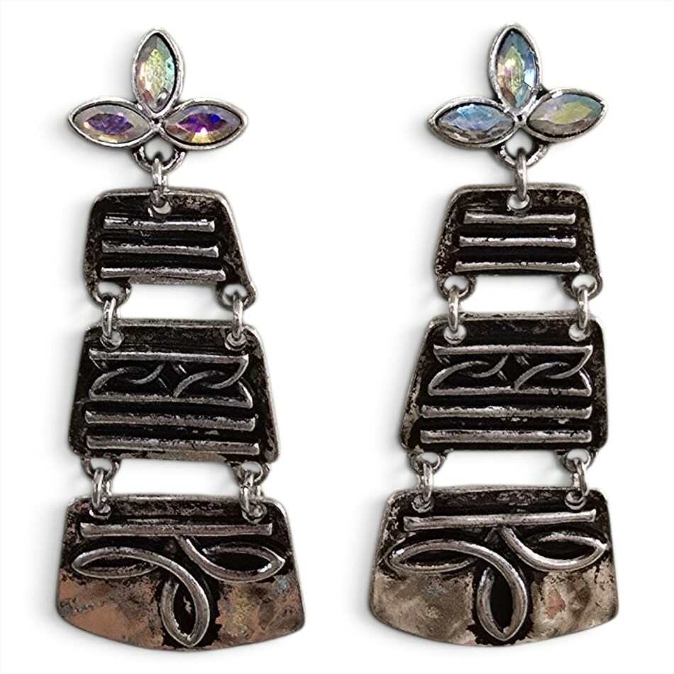 Floral Gem Boot Stitch Earrings