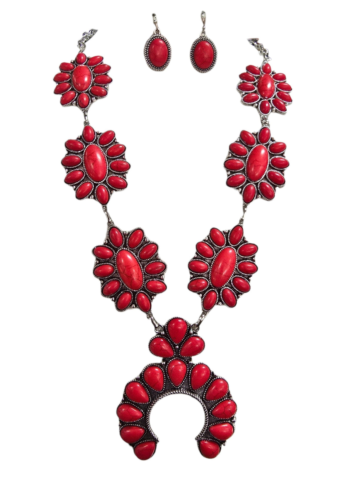 Red Squash Blossom Jewelry Set