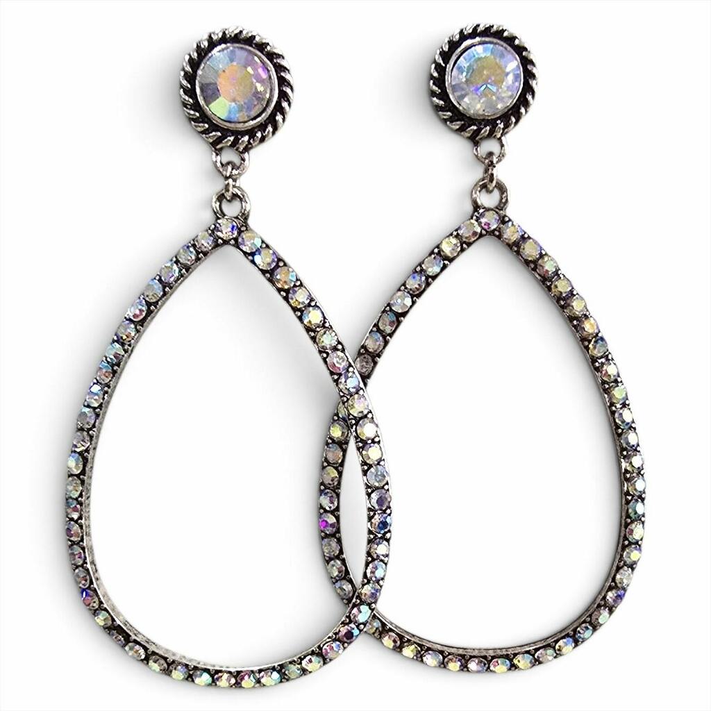 AB Rhinestone Teardrop Earrings