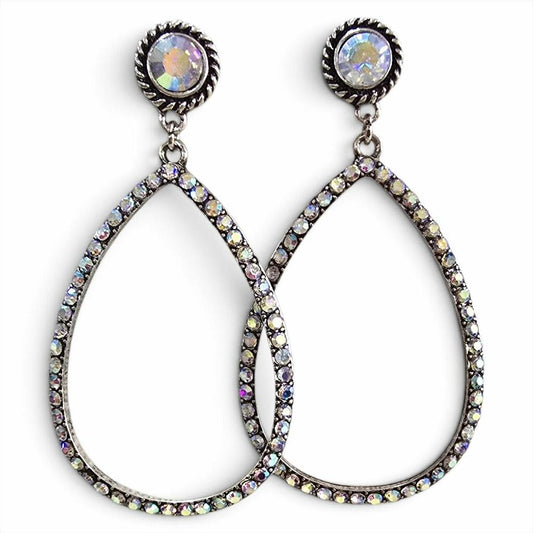 AB Rhinestone Teardrop Earrings