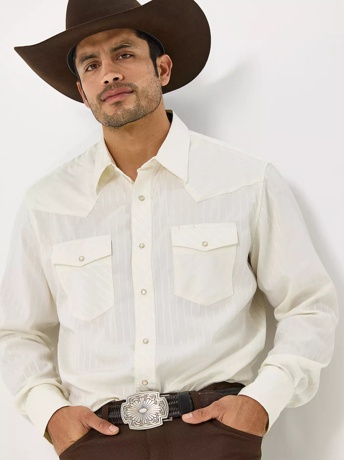 Wrangler Men's Cream Sport Western Snap Shirt